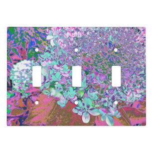 Elegant Aqua and Purple Limelight Hydrangea Detail Light Switch Cover
