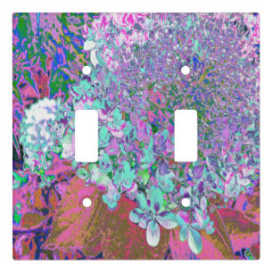 Elegant Aqua and Purple Limelight Hydrangea Detail Light Switch Cover