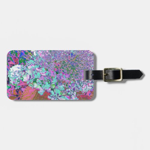 Elegant Aqua and Purple Limelight Hydrangea Detail Luggage Tag