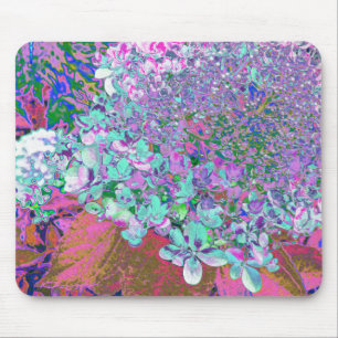 Elegant Aqua and Purple Limelight Hydrangea Detail Mouse Pad