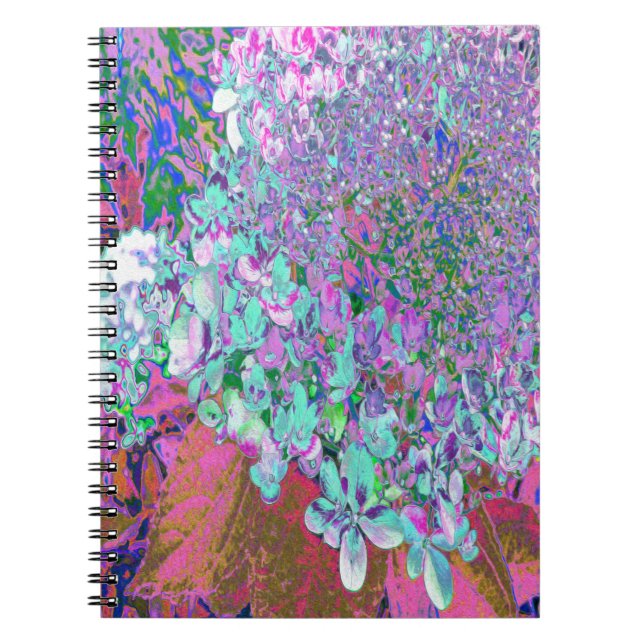 Elegant Aqua and Purple Limelight Hydrangea Detail Notebook (Front)