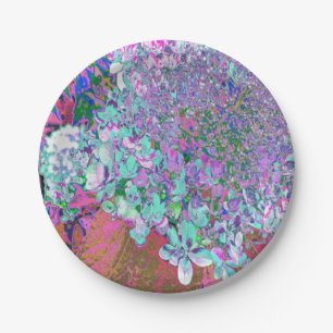 Elegant Aqua and Purple Limelight Hydrangea Detail Paper Plates