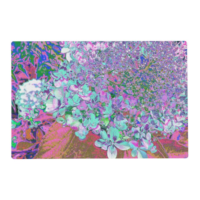 Elegant Aqua and Purple Limelight Hydrangea Detail Placemat (Front)