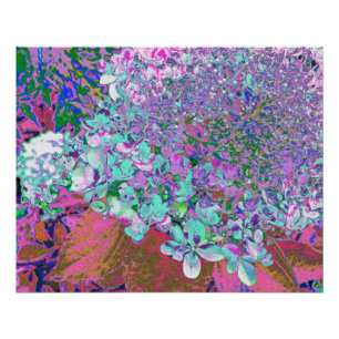 Elegant Aqua and Purple Limelight Hydrangea Detail Poster