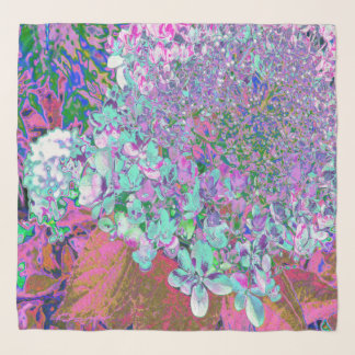 Elegant Aqua and Purple Limelight Hydrangea Detail Scarf