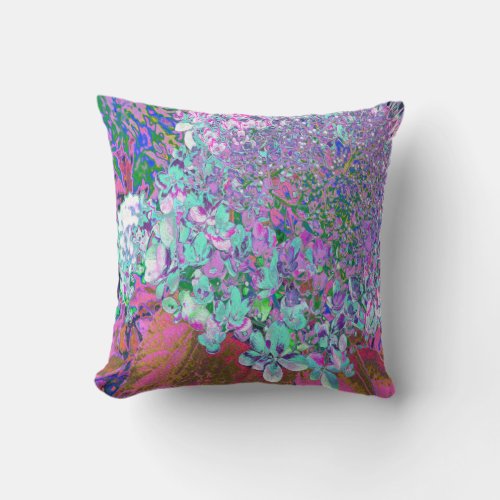 Elegant Aqua and Purple Limelight Hydrangea Detail Throw Pillow