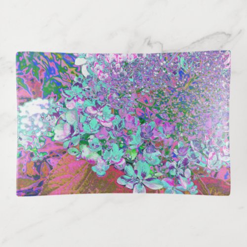 Elegant Aqua and Purple Limelight Hydrangea Detail Trinket Tray
