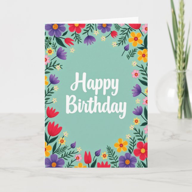 Elegant Aqua Birthday Card (Front)
