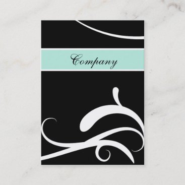 elegant aqua black and white swirlsbusiness cards