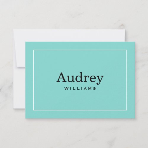 Elegant Aqua Blue Custom Bride Name Monogram Note Card