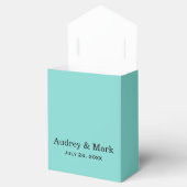 Elegant Aqua Blue Custom Wedding Monogram Favor Boxes (Opened)