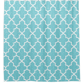 Elegant Aqua Blue Damask Moroccan Pattern Shower Curtain