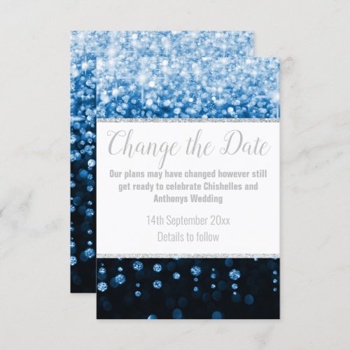 ELEGANT AQUA BLUE DIAMOND SILVER POSTPONEMENT CARD