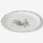 Elegant Aqua Blue floral Teapot Cup Bridal Shower Paper Plates (Angled)