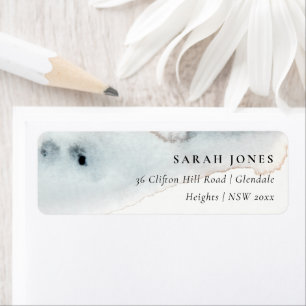 Elegant Aqua Blue Gold Watercolor Beachy Address Label