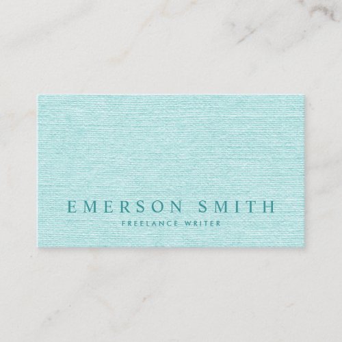 Elegant aqua blue linen look classy business card