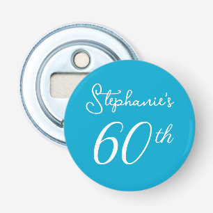 Elegant Aqua Blue Monogram 60th Birthday Party Bottle Opener