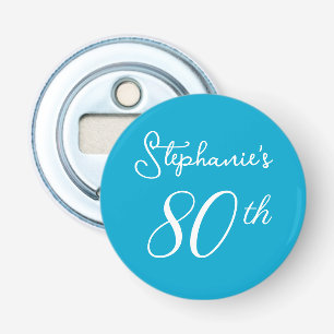 Elegant Aqua Blue Monogram 80th Birthday Party Bottle Opener