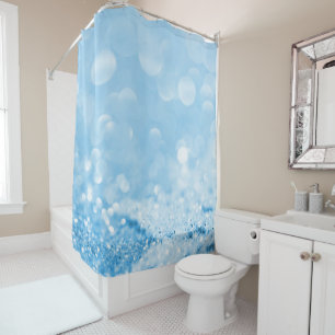 ELEGANT AQUA BLUE  PATTERNED  SHOWER CURTAIN