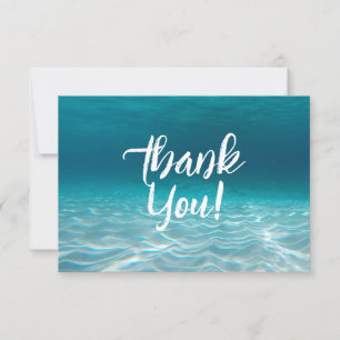 Elegant Aqua Blue Underwater Photo Personized Thank You Card