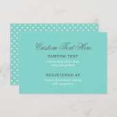 Elegant Aqua Blue Wedding Bridal Shower Registry Enclosure Card (Front/Back)