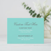 Elegant Aqua Blue Wedding Bridal Shower Registry Enclosure Card (Standing Front)