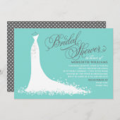 Elegant Aqua Blue Wedding Gown Bridal Shower Invitation (Front/Back)