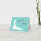 Elegant Aqua Blue Wedding Gown Bridal Shower Thank You Card (Front)