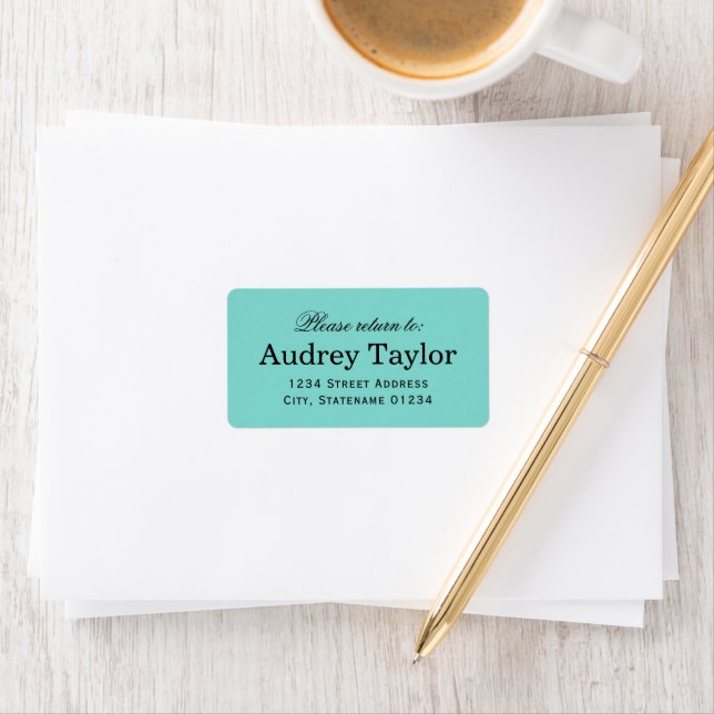 Elegant Aqua Blue Wedding Return Address Label (Insitu)