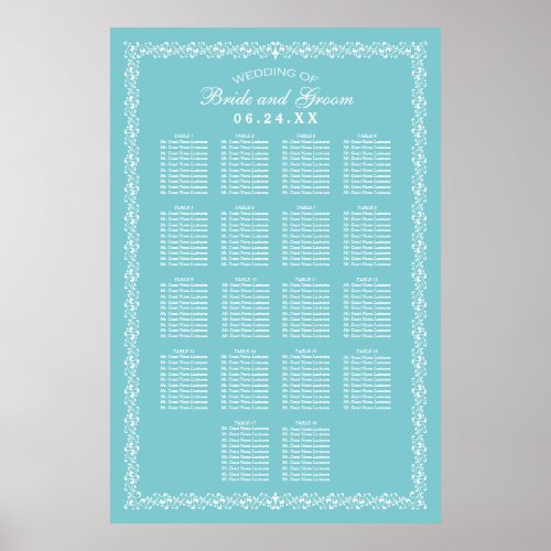 Elegant Aqua Blue Wedding Seating Chart