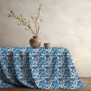 Elegant Aqua Blue Yellow Vintage Floral Monogram Tablecloth