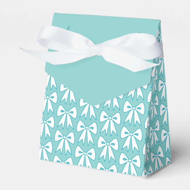 Elegant Aqua Bow Favor Boxes (Front Side)