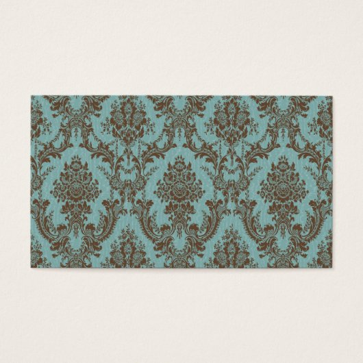 Elegant Aqua & Chocolate Damask Pattern | Vintage (Front)