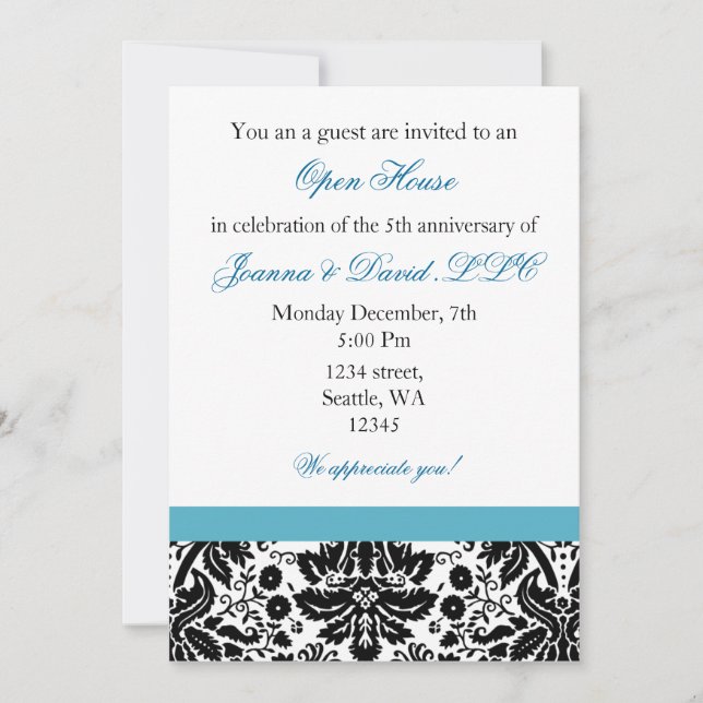 Elegant aqua Corporate party Invitation (Front)