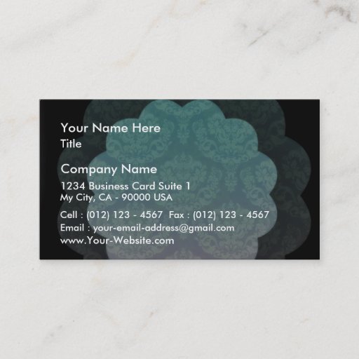 Customizable Elegant aqua damask ribbon business cards