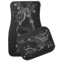 Elegant Aqua Floral and Black Marble Design