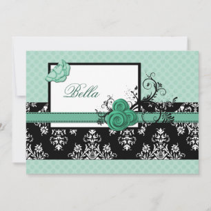 elegant aqua floral  Business Thank You Cards