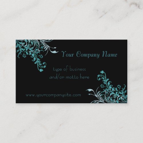 Abstract Blue Floral Embellished Business Cards