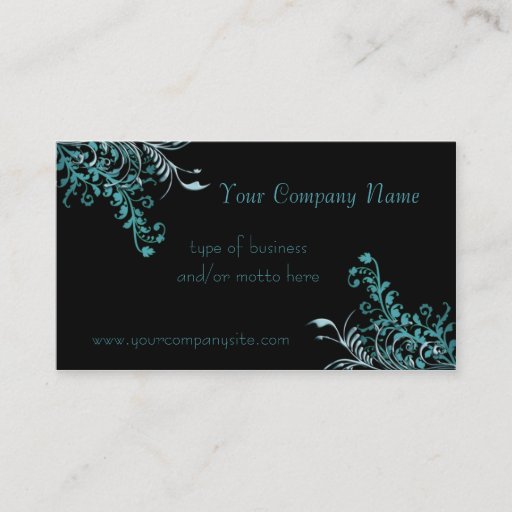 Customizable Abstract Blue Floral Embellished Business Cards
