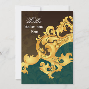 elegant aqua flourish Business Thank You Cards