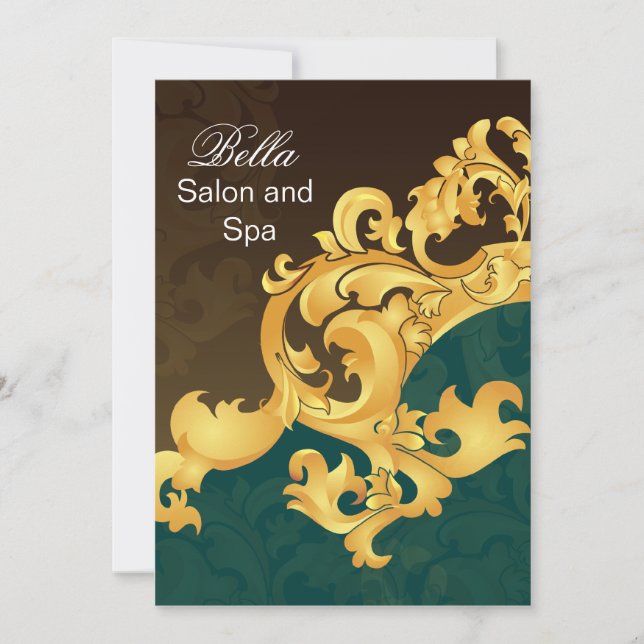 elegant aqua flourish Business Thank You Cards (Front)