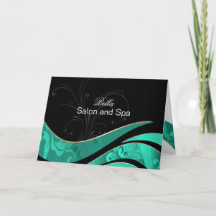 elegant aqua flourish Business Thank You Cards