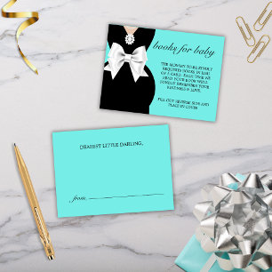 Elegant Aqua Glam Books for Baby Shower Enclosure Card