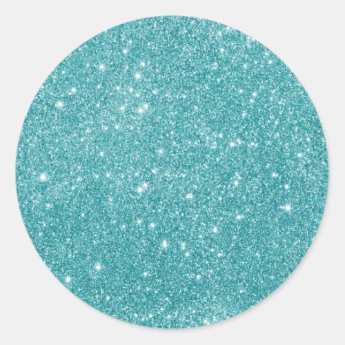 Elegant Aqua Glitter Classic Round Sticker