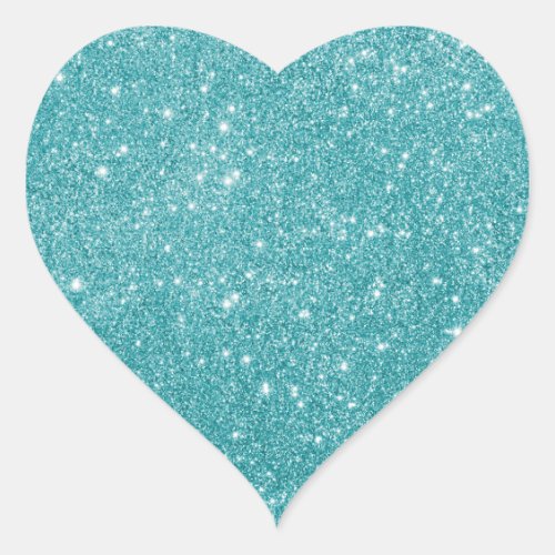 Elegant Aqua Glitter Heart Sticker