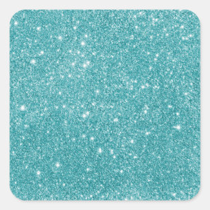 Elegant Aqua Glitter Square Sticker
