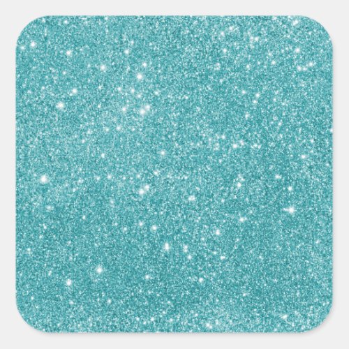 Elegant Aqua Glitter Square Sticker