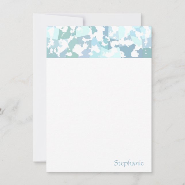 Elegant Aqua Gray and White Abstract Geometric Note Card (Front)