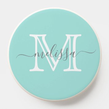 Elegant Aqua Green Minimal Name and Monogram 