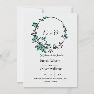 "Elegant Aqua & Green-Themed Wedding Invitation" Invitation